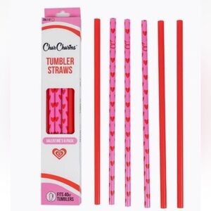 Valentine Tumbler Straws Hearts Pink Red Bachelorette Wedding Party 40 oz